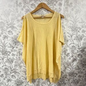 Belford Cotton Linen Blend Poncho Butter Yellow Shawl Cottagecore Boho Coastal M